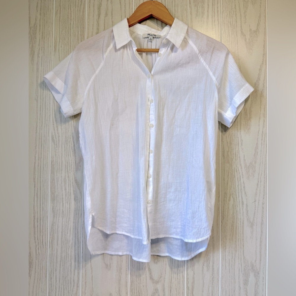 Madewell White Short Sleeve Button-Up Blouse Size XS EUC